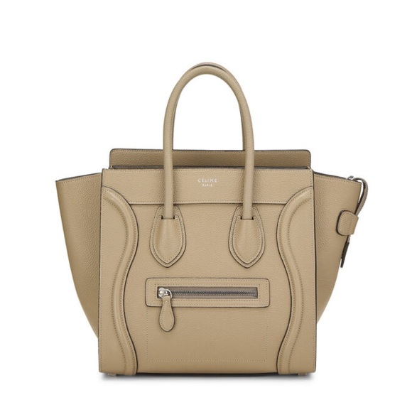 Celine Handbags - Celine Beige Drummed Calfskin Luggage Micro